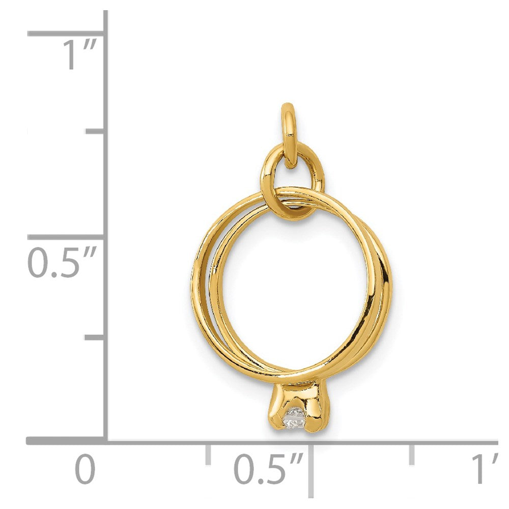 Million Charms 14K Yellow Gold Themed Wedding Rings Charm