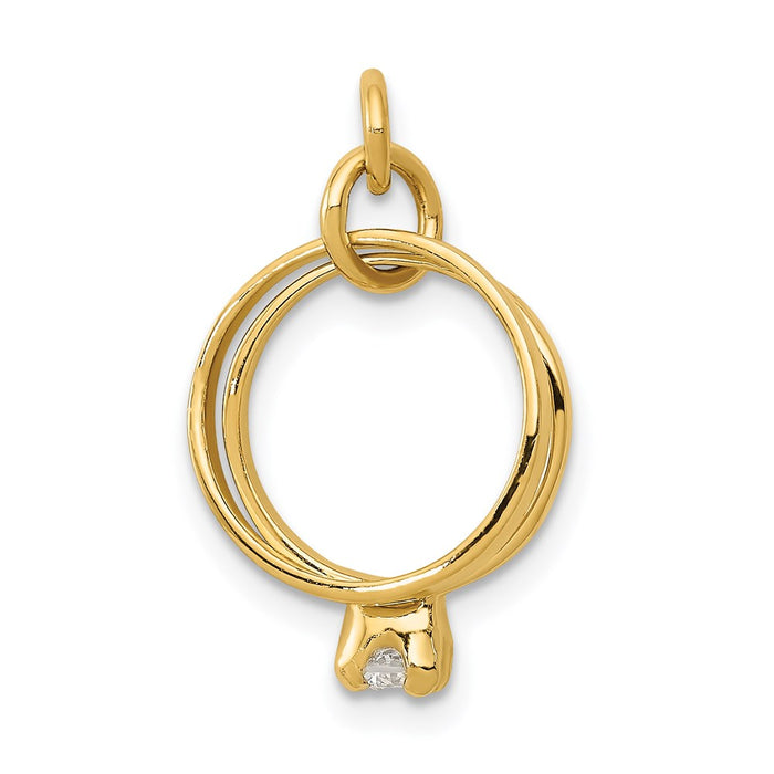 Million Charms 14K Yellow Gold Themed Wedding Rings Charm