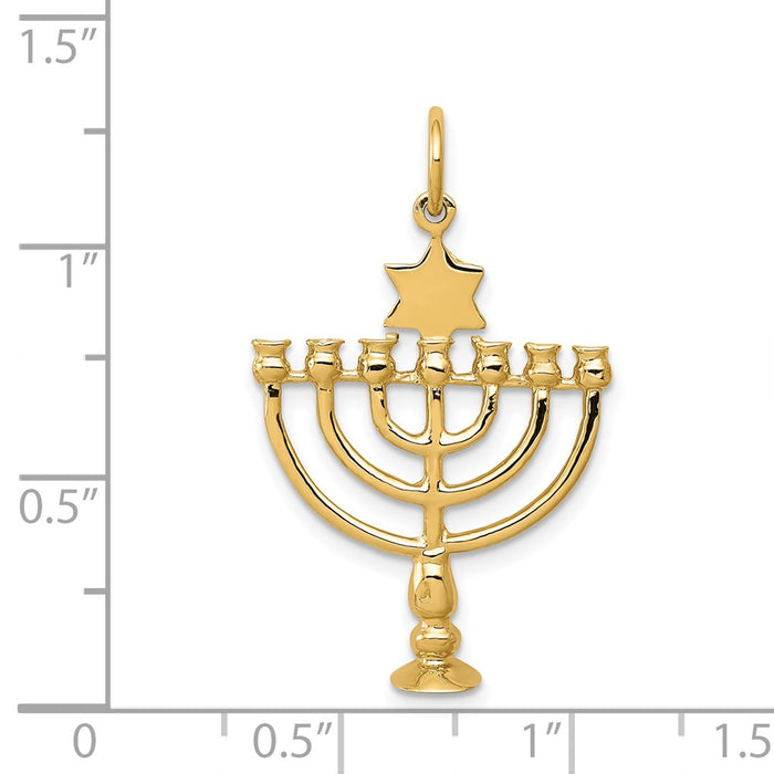 Million Charms 14K Yellow Gold Themed Menorah Charm