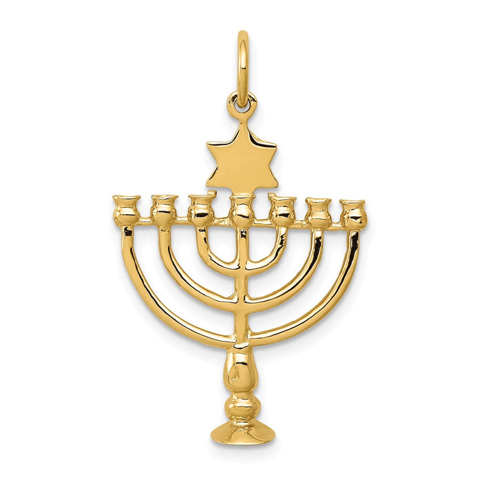 Million Charms 14K Yellow Gold Themed Menorah Charm