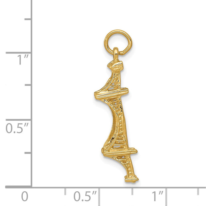 Million Charms 14K Yellow Gold Themed 3-D Golden Gate Bridge Charm