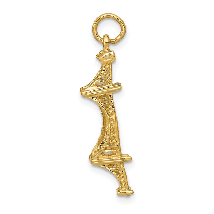 Million Charms 14K Yellow Gold Themed 3-D Golden Gate Bridge Charm