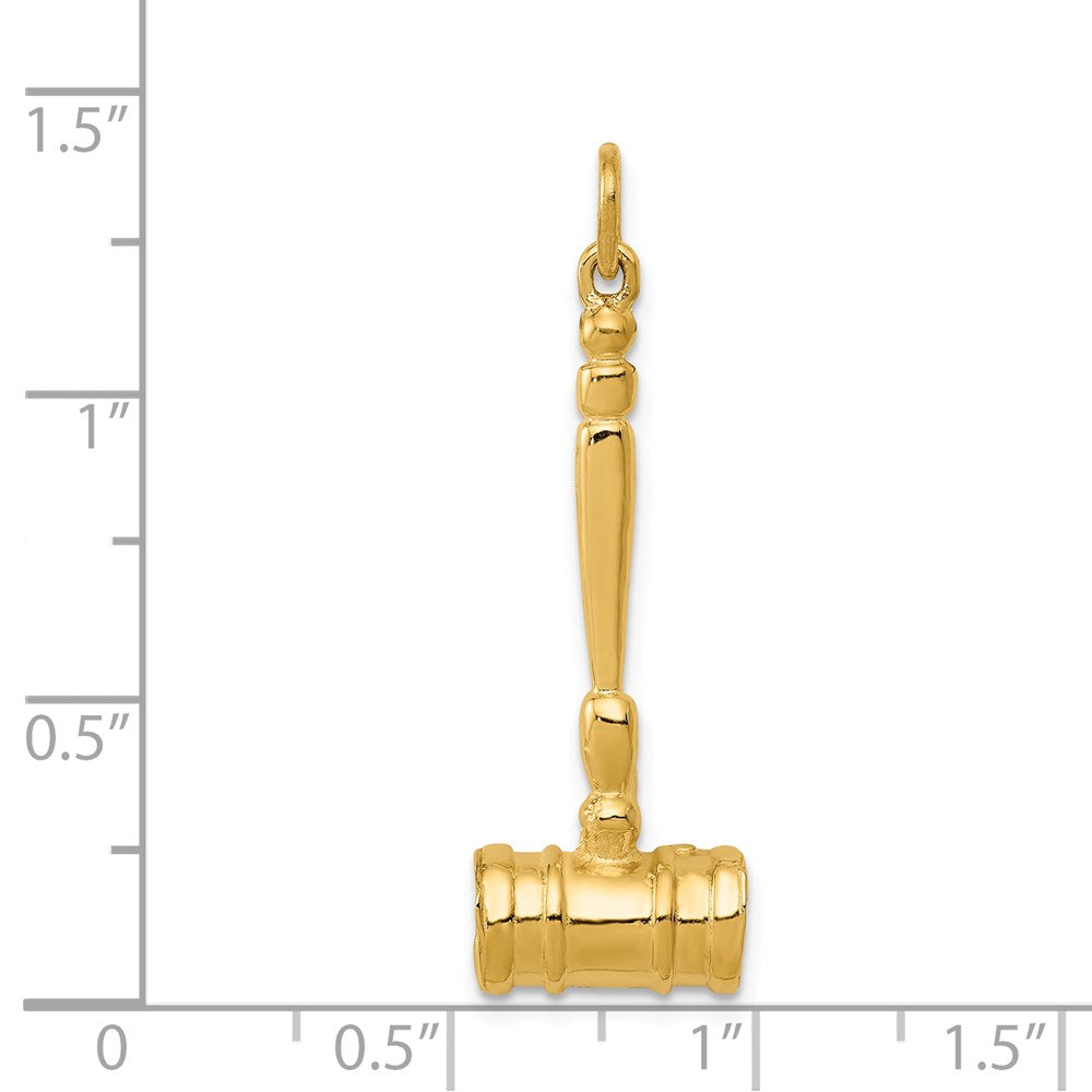 Million Charms 14K Yellow Gold Themed 3-D Gavel Charm