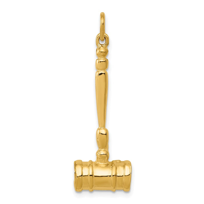 Million Charms 14K Yellow Gold Themed 3-D Gavel Charm