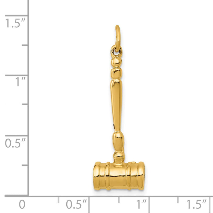 Million Charms 14K Yellow Gold Themed 3-D Gavel Charm