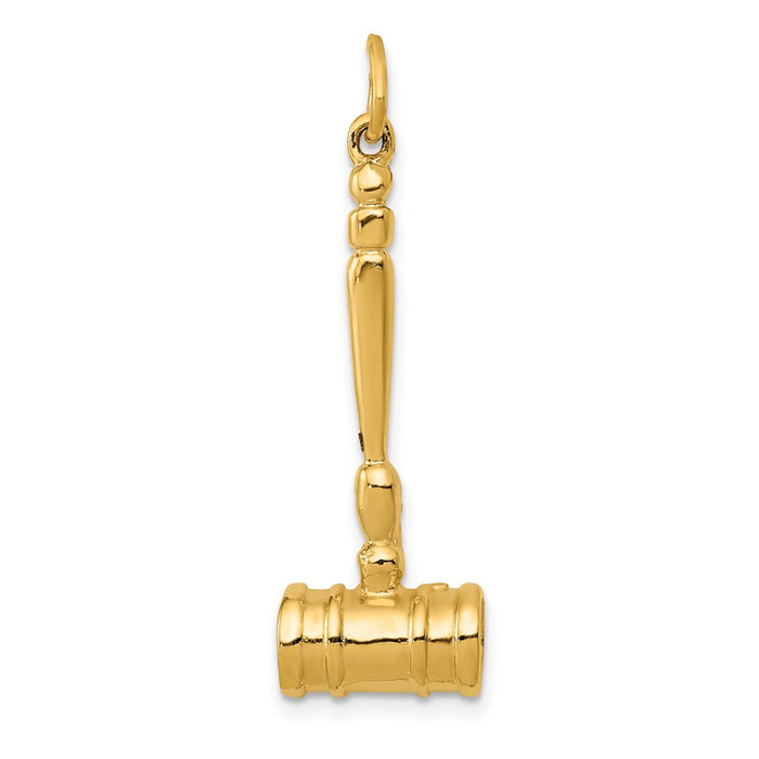 Million Charms 14K Yellow Gold Themed 3-D Gavel Charm