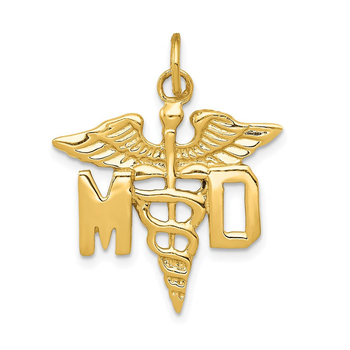 Million Charms 14K Yellow Gold Themed Large M.D. Caduceus Charm