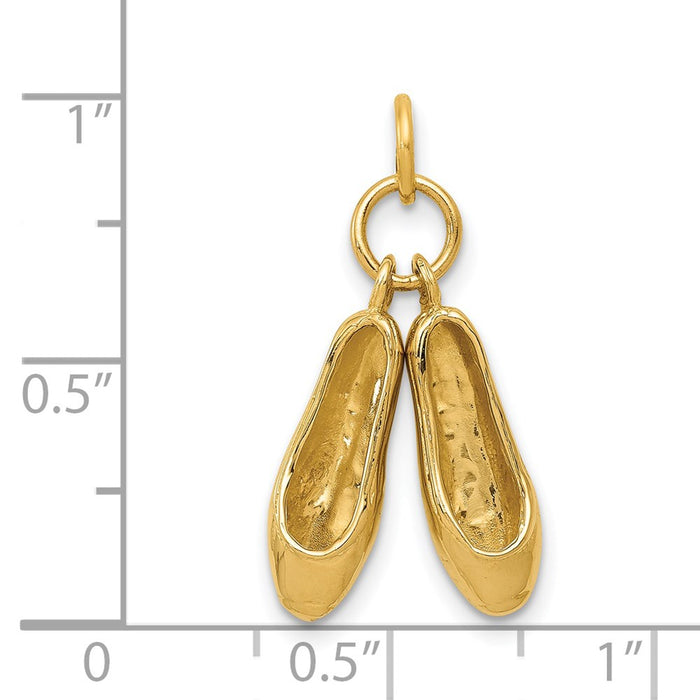 Million Charms 14K Yellow Gold Themed Ballet Slippers Charm