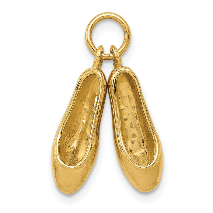 Million Charms 14K Yellow Gold Themed Ballet Slippers Charm