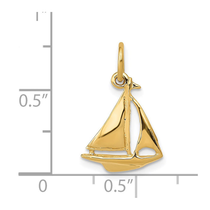 Million Charms 14K Yellow Gold Themed Nautical Sailboat Charm