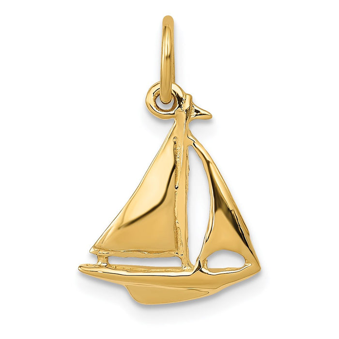 Million Charms 14K Yellow Gold Themed Nautical Sailboat Charm