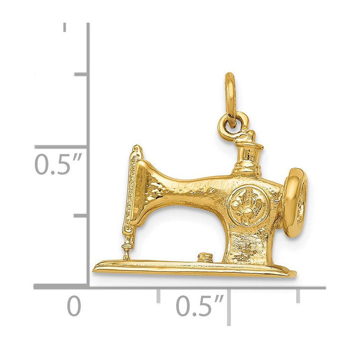 Million Charms 14K Yellow Gold Themed Antique Sewing Machine Charm