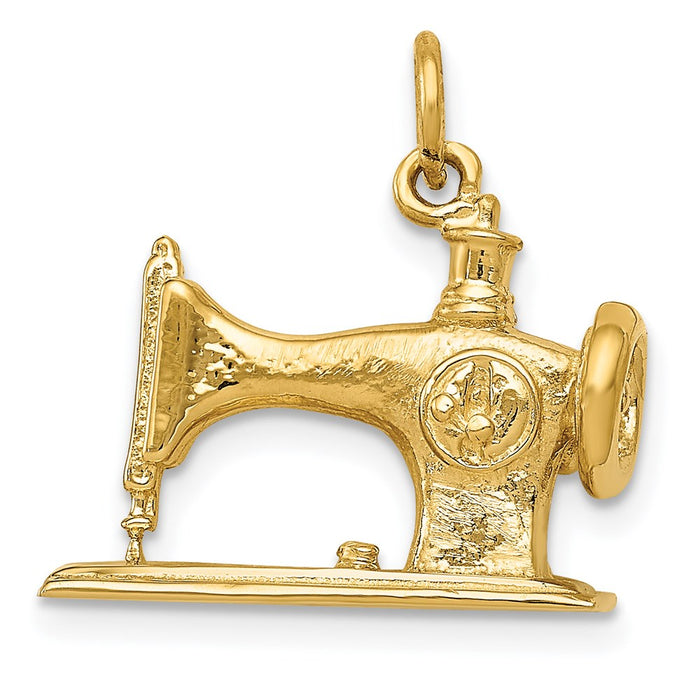 Million Charms 14K Yellow Gold Themed Antique Sewing Machine Charm