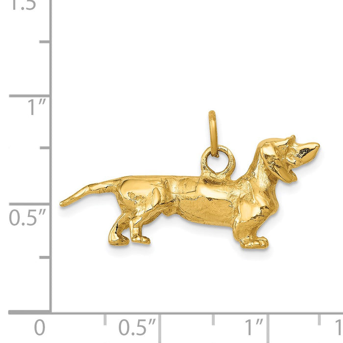 Million Charms 14K Yellow Gold Themed Dachshund Dog Charm