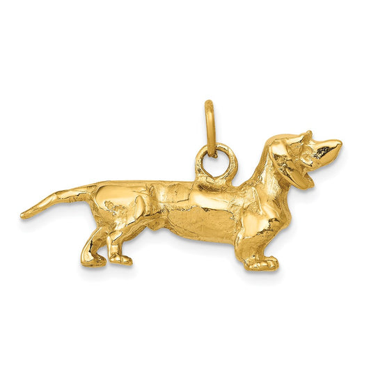 Million Charms 14K Yellow Gold Themed Dachshund Dog Charm