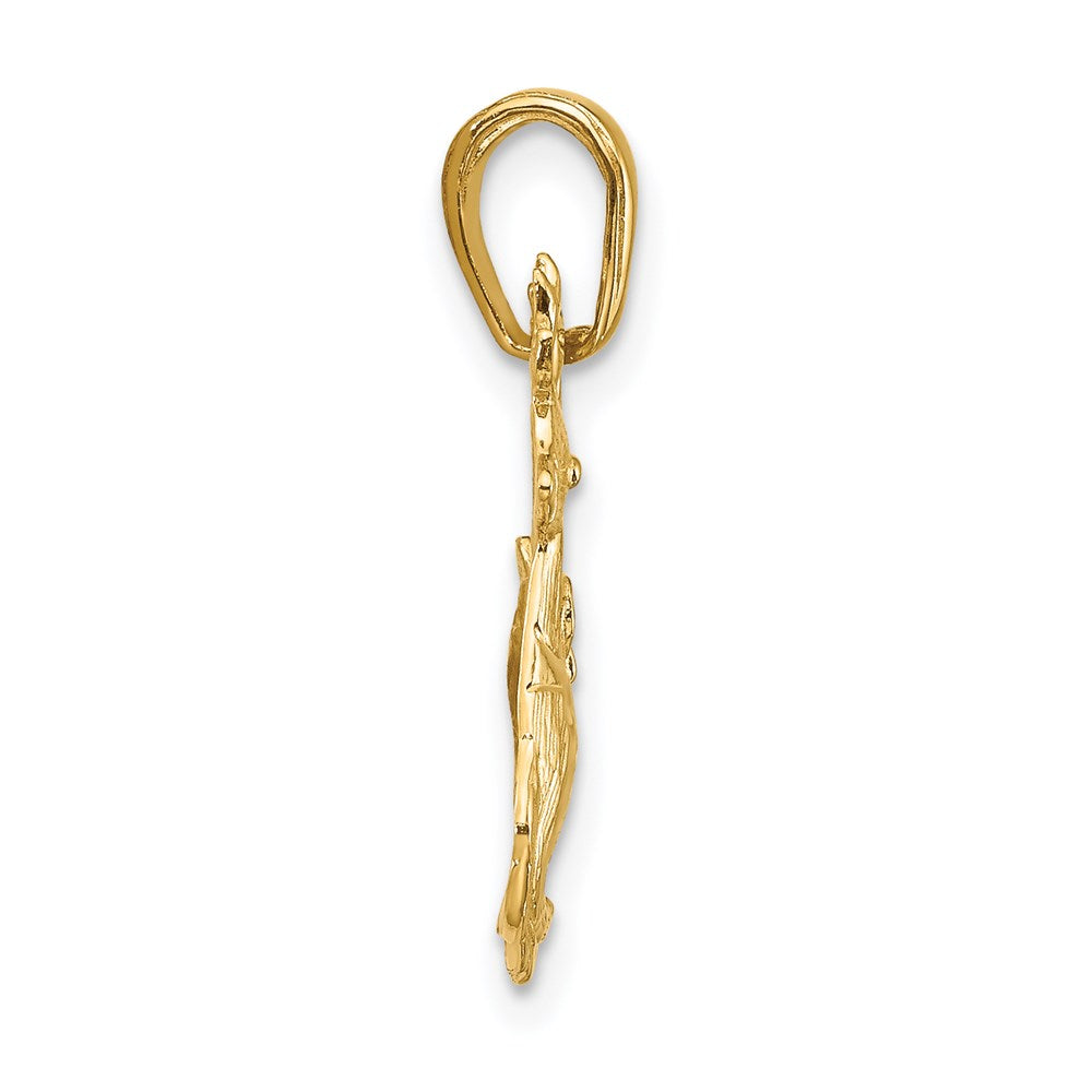 Million Charms 14K Yellow Gold Themed Polished Reindeer Pendant