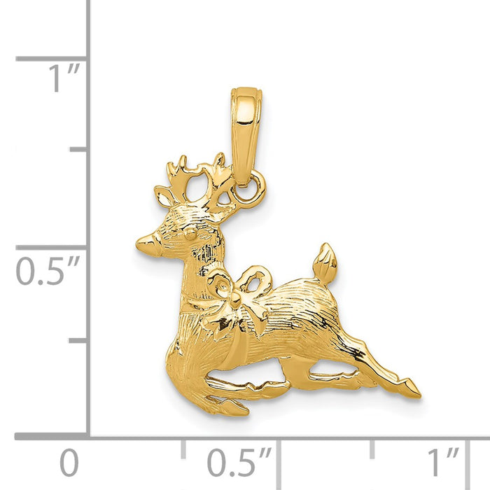 Million Charms 14K Yellow Gold Themed Polished Reindeer Pendant