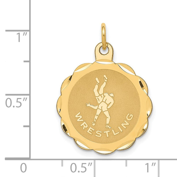 Million Charms 14K Yellow Gold Themed Wrestling Disc Charm