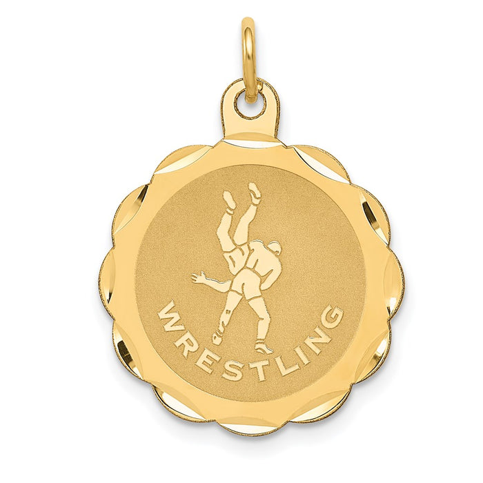 Million Charms 14K Yellow Gold Themed Wrestling Disc Charm