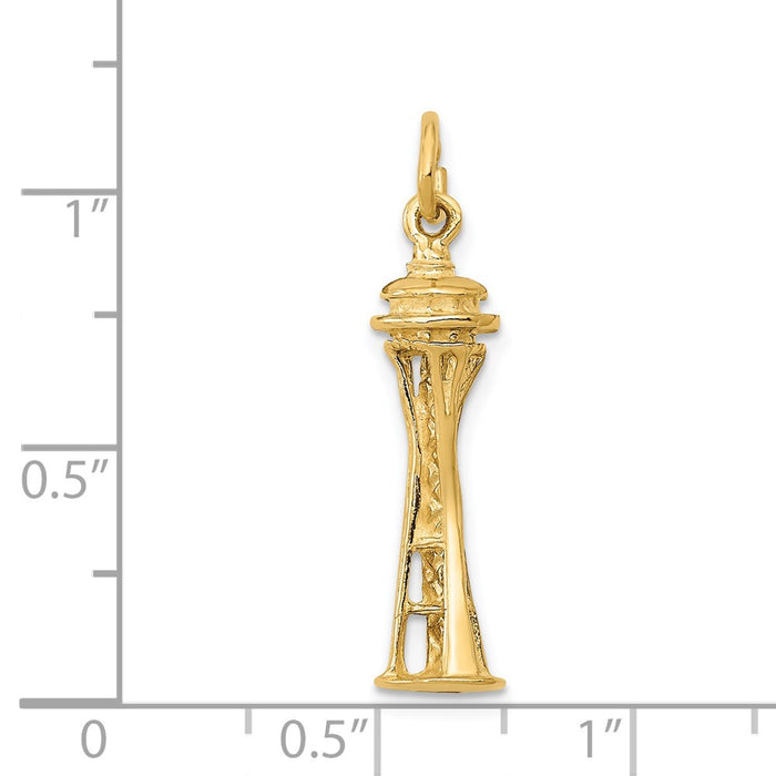 Million Charms 14K Yellow Gold Themed Seattle Tower Charm