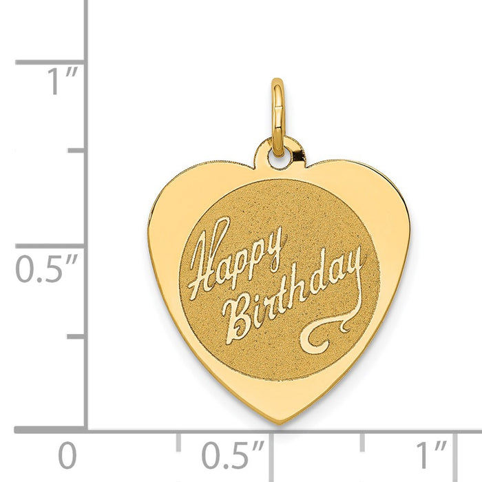 Million Charms 14K Yellow Gold Themed Happy Birthday Heart Disc Charm