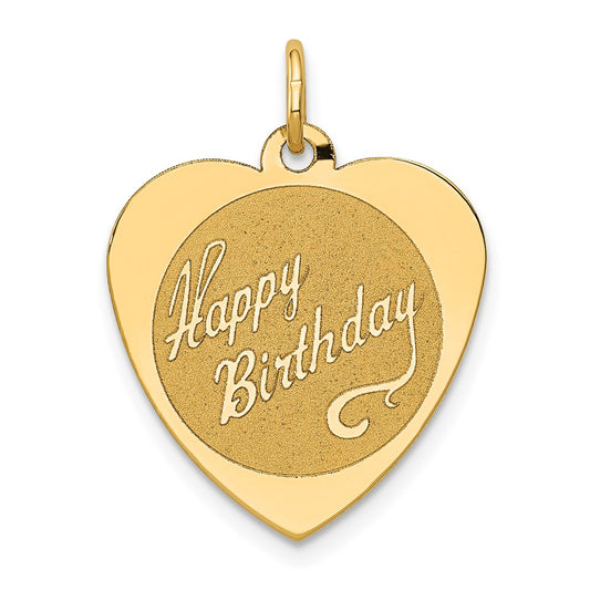 Million Charms 14K Yellow Gold Themed Happy Birthday Heart Disc Charm