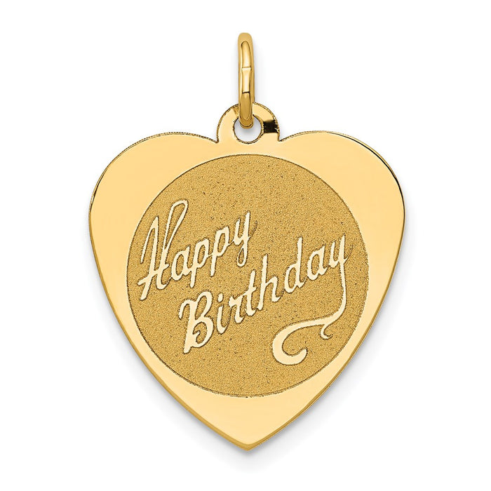 Million Charms 14K Yellow Gold Themed Happy Birthday Heart Disc Charm