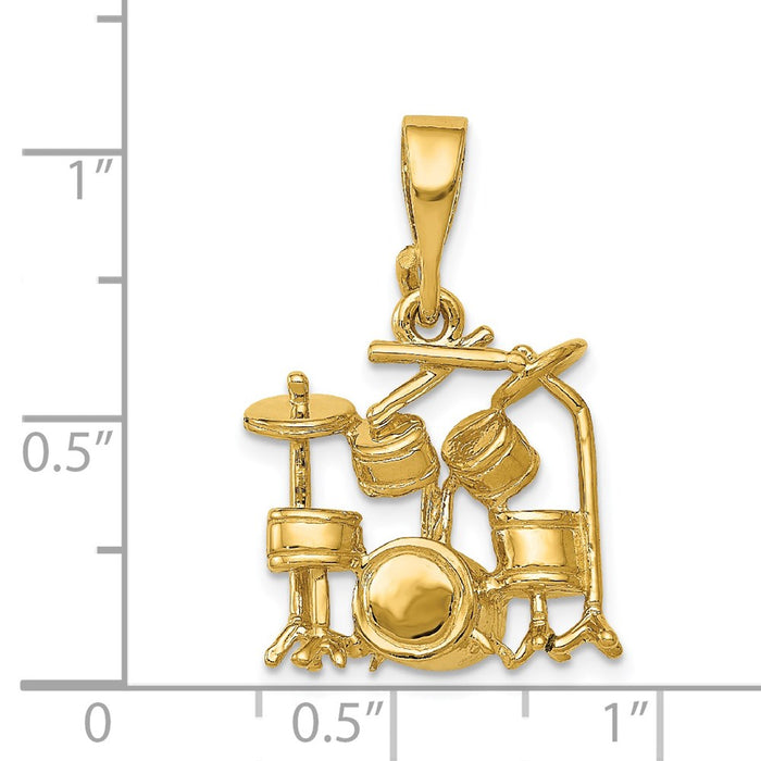 Million Charms 14K Yellow Gold Themed Drum Set Charm