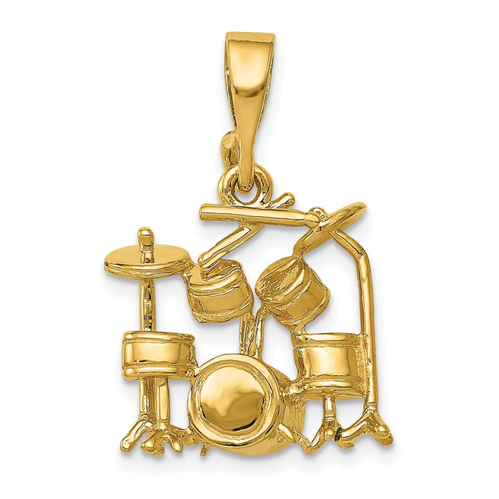 Million Charms 14K Yellow Gold Themed Drum Set Charm