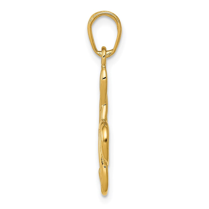 Million Charms 14K Yellow Gold Themed 3-D Clef Note Pendant