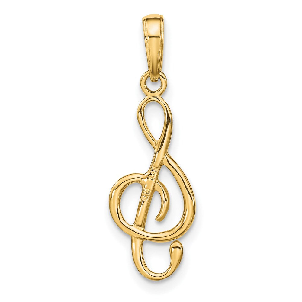 Million Charms 14K Yellow Gold Themed 3-D Clef Note Pendant