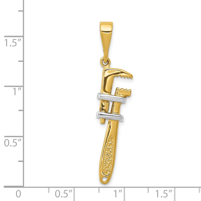 Million Charms 14K & Rhodium-plated 3-D Pipe Wrench Charm