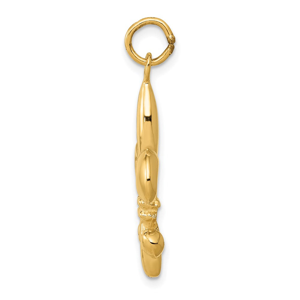 Million Charms 14K Yellow Gold Themed Solid Fleur De Lis 3-D Charm