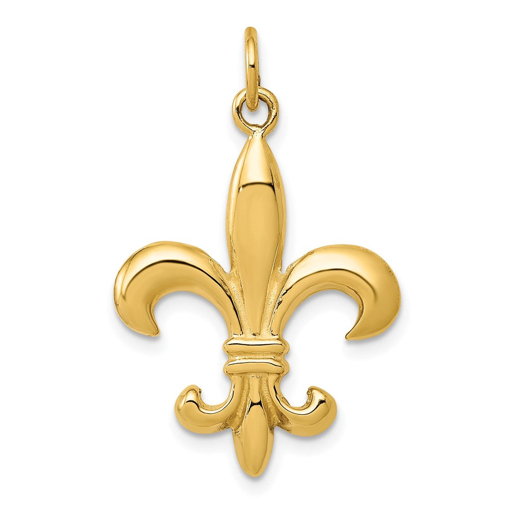 Million Charms 14K Yellow Gold Themed Solid Fleur De Lis 3-D Charm