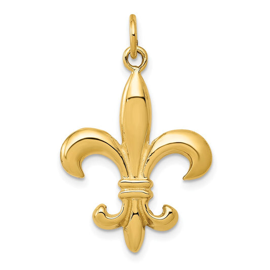 Million Charms 14K Yellow Gold Themed Solid Fleur De Lis 3-D Charm