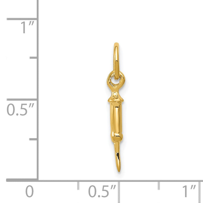 Million Charms 14K Yellow Gold Themed Doctors Syringe Charm