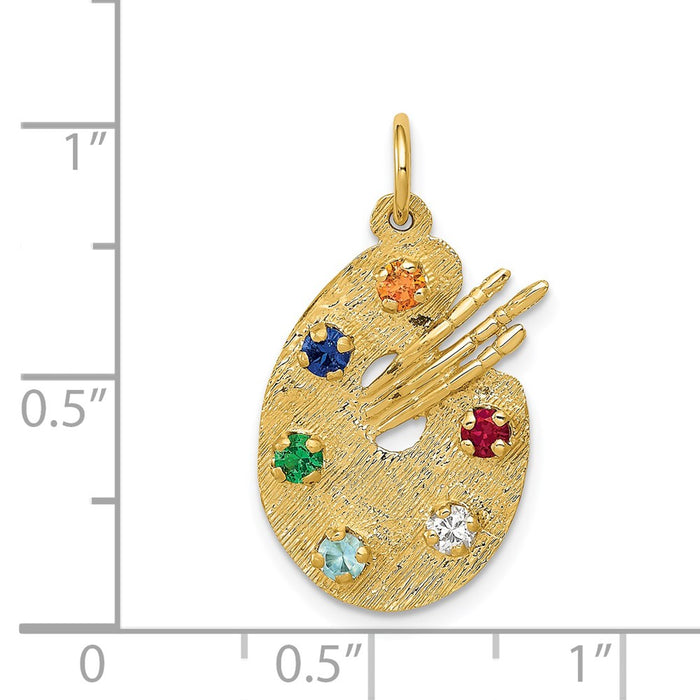 Million Charms 14K Yellow Gold Themed (Cubic Zirconia) CZ Stones Artist Palette Charm