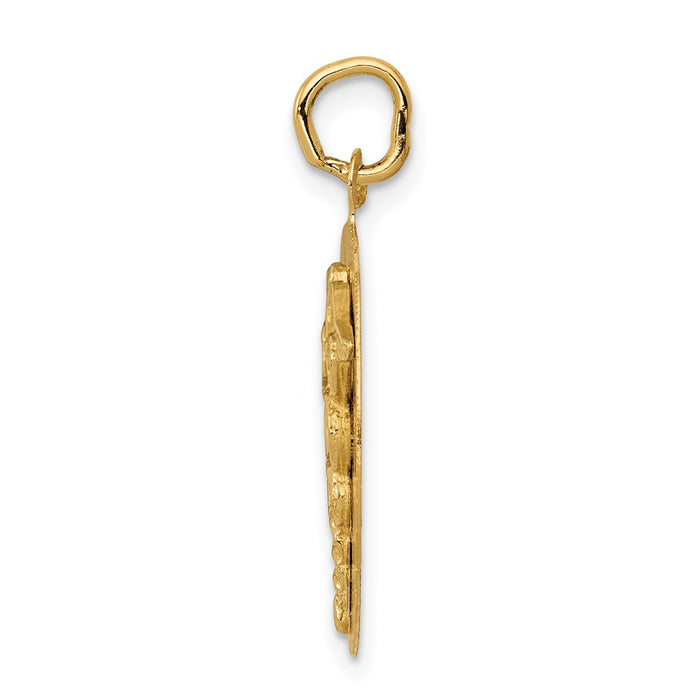 Million Charms 14K Yellow Gold Themed Caduceus Disc Charm