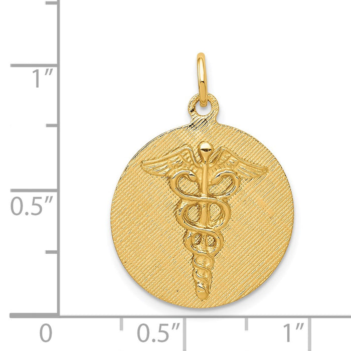 Million Charms 14K Yellow Gold Themed Caduceus Disc Charm