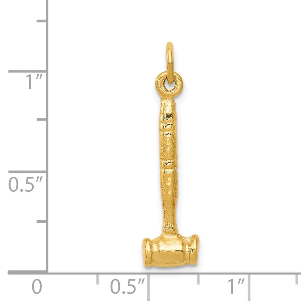 Million Charms 14K Yellow Gold Themed 3-D Gavel Charm