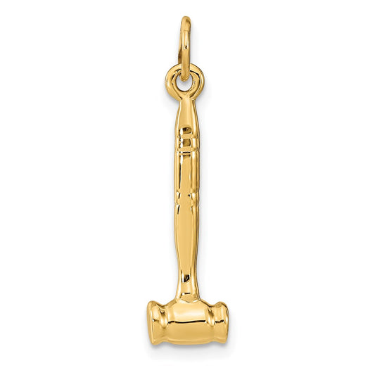 Million Charms 14K Yellow Gold Themed 3-D Gavel Charm