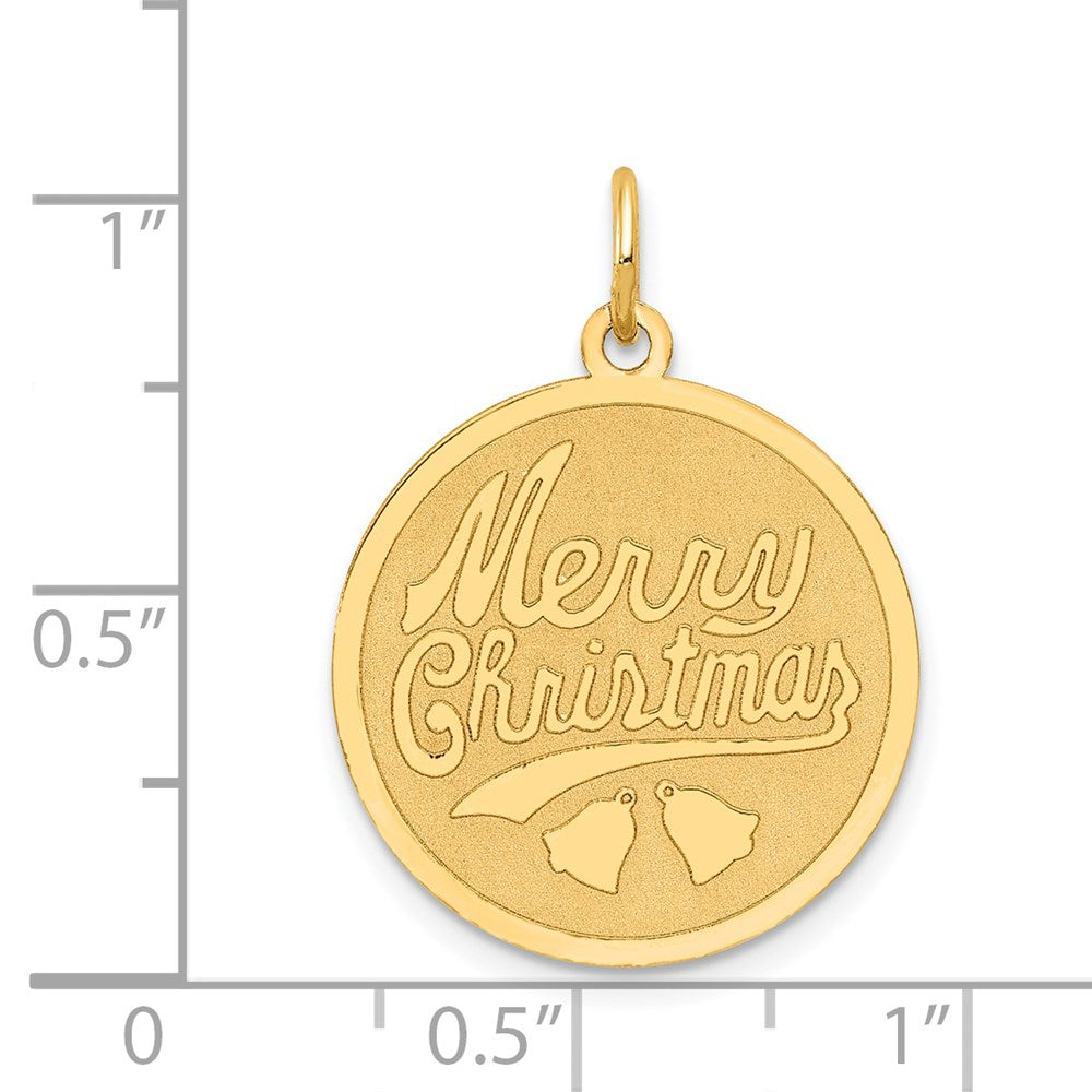 Million Charms 14K Yellow Gold Themed Merry Christmas Disc Charm