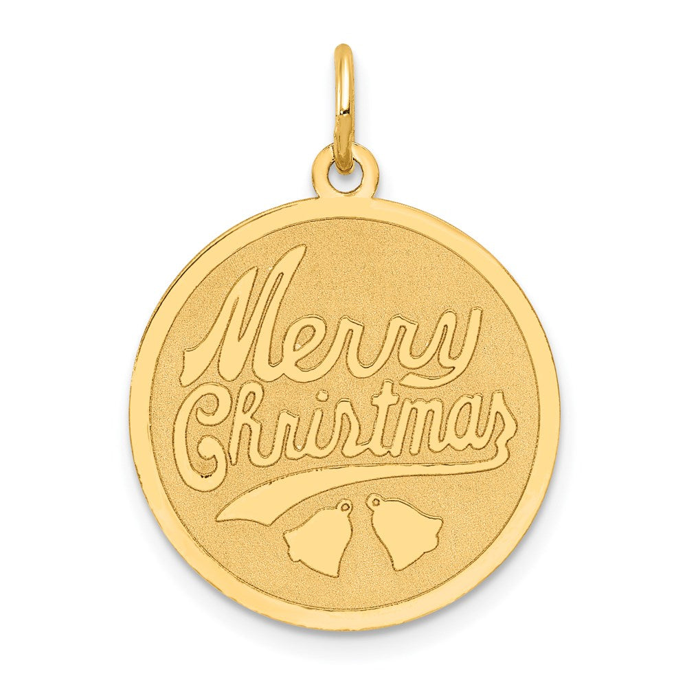 Million Charms 14K Yellow Gold Themed Merry Christmas Disc Charm