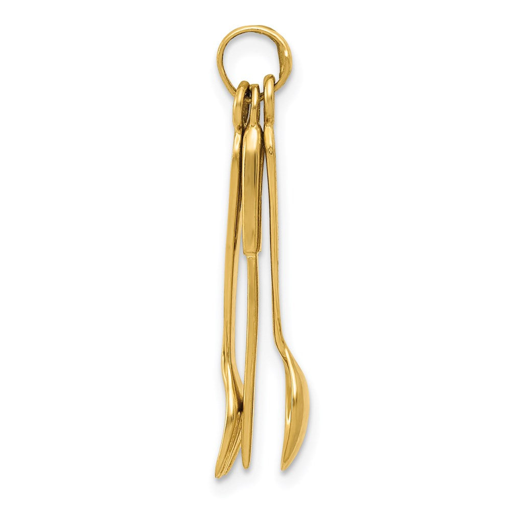Million Charms 14K Yellow Gold Themed Knife, Fork & Spoon Charm