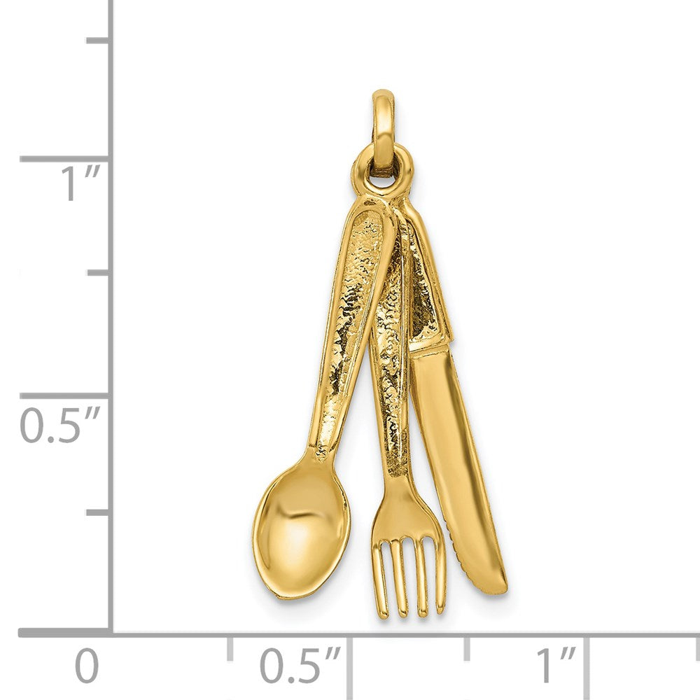 Million Charms 14K Yellow Gold Themed Knife, Fork & Spoon Charm