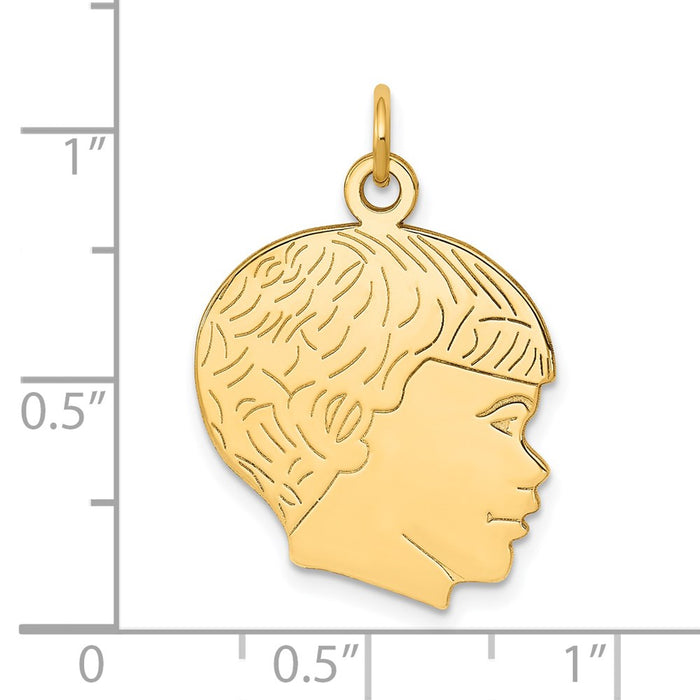 Million Charms 14K Yellow Gold Themed Solid Polished Boys Head Charm