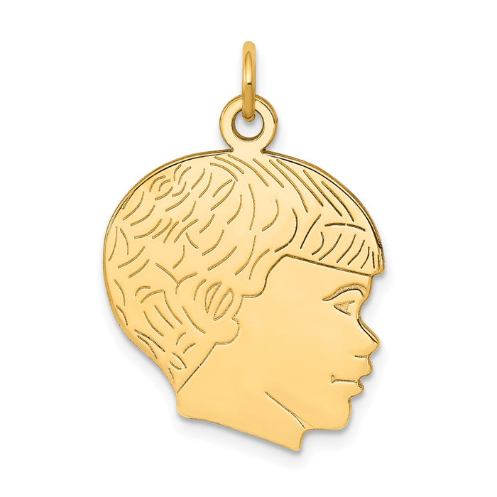 Million Charms 14K Yellow Gold Themed Solid Polished Boys Head Charm