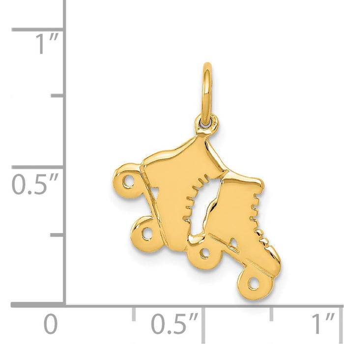 Million Charms 14K Yellow Gold Themed Roller Skates Charm