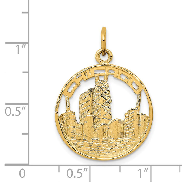 Million Charms 14K Yellow Gold Themed Chicago Skyline Charm