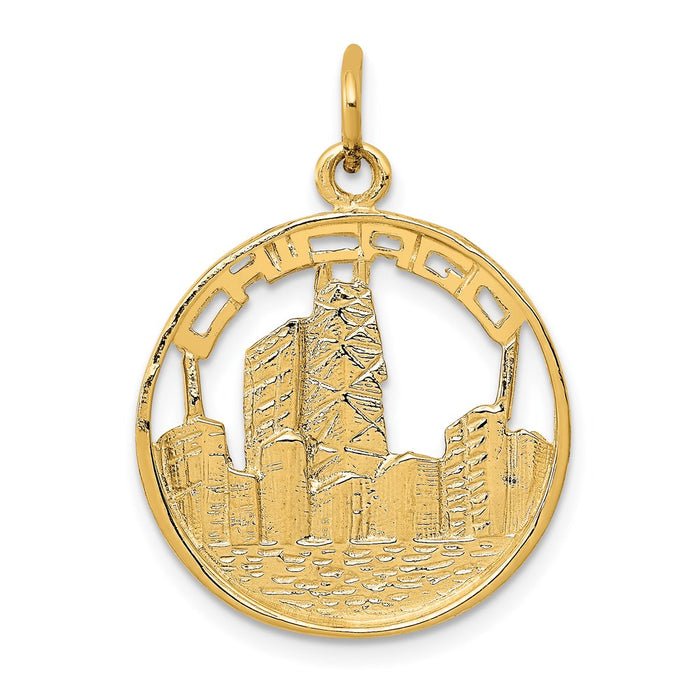 Million Charms 14K Yellow Gold Themed Chicago Skyline Charm